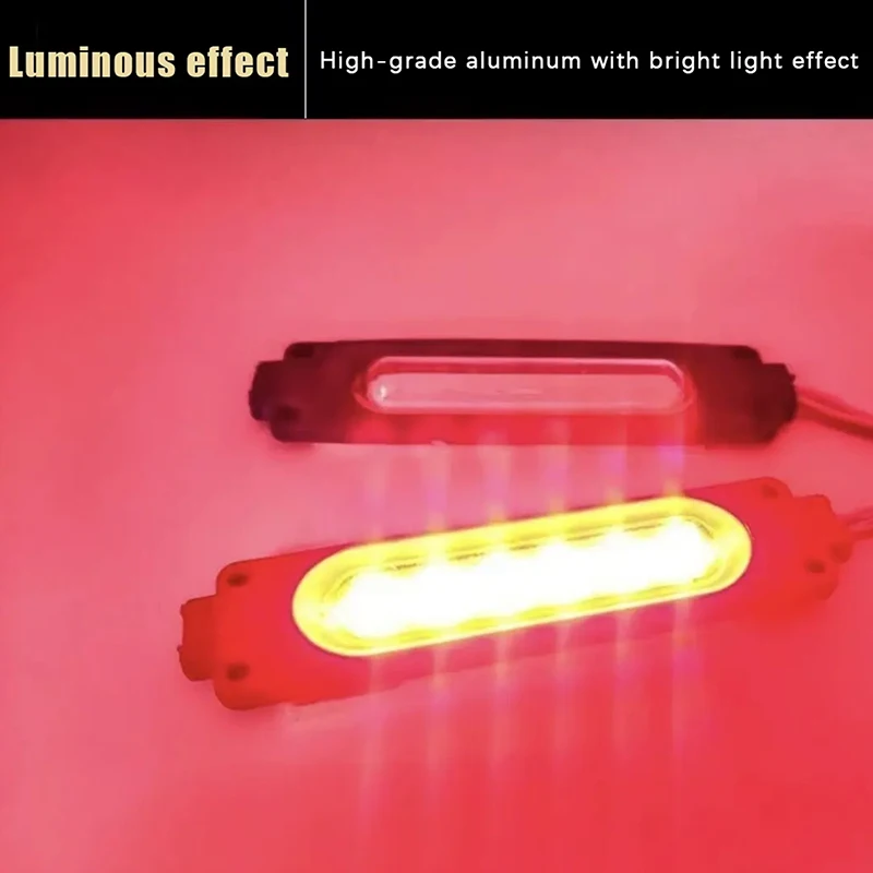 SUSU 1PC 1 To 2 Vehicle Warning Flash Lamp 12V COB Red Blue Strobe Lights For Car Moto Bike Grille Decor Atmosphere Lighting