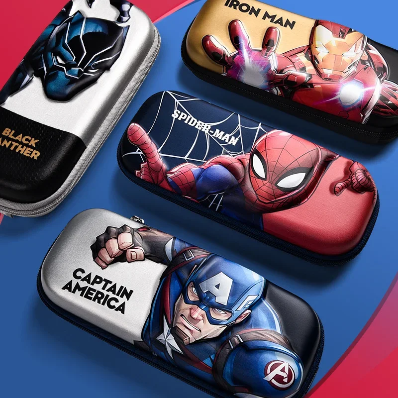 

Disney Cartoon Pencil Case Heroes Spidermans Large Capacity Students Double Decker Stationery Bags Captain Boys Kids Storage Bag