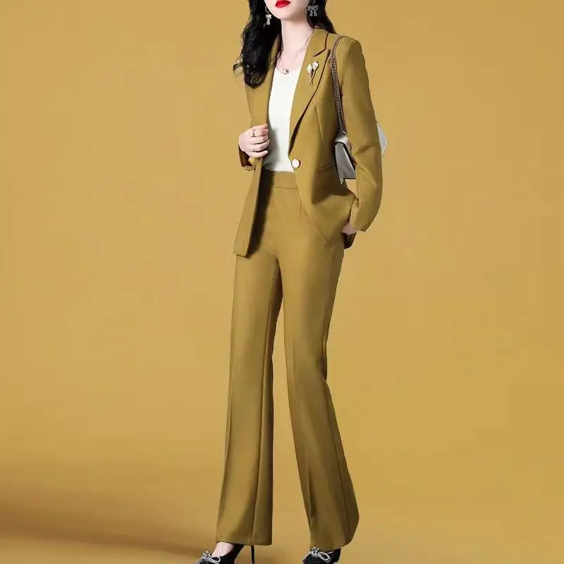 2023 Spring New Thin Jacket Casual Trousers Two-piece Elegant Women Pants Suit Manager Office Outfits Fashion Blazer