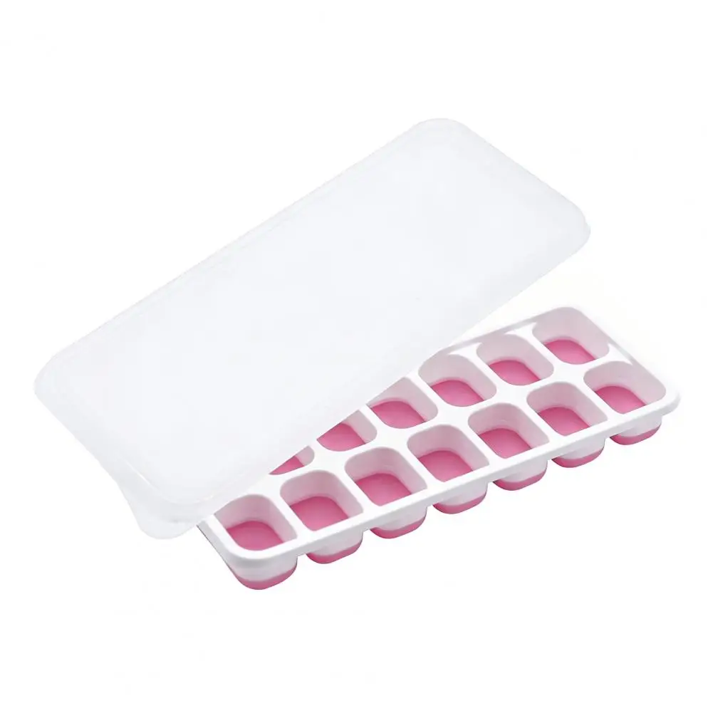 Ice Tray Mold Stackable Silicone Ice Cube Tray with Leak-proof Lid Easy Release Non-stick Mold Freezer Storage for Drinks