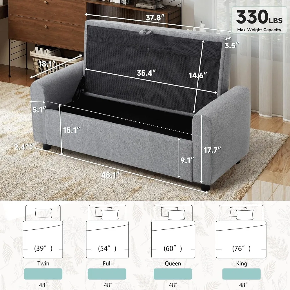 패브릭 소재 수납 오토만 벤치, 침실 신발 수납함 (48가지 패브릭 옵션), 침대 끝 가구, 현관 신발 정리함