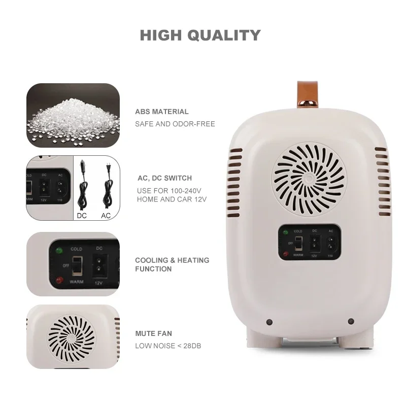 white refrigerator small size 4 Liter 6 Can DC AC  Portable Small frigo auto Cosmetics Home mini cooler for car fridge camping