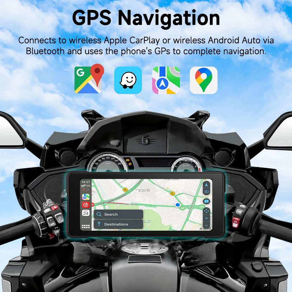 JIUYIN6.86 pouces Portable Moto Navigation GPS IPX7 Étanche Voiture Machine Écran Projection Carplay Opathie permission de Pression