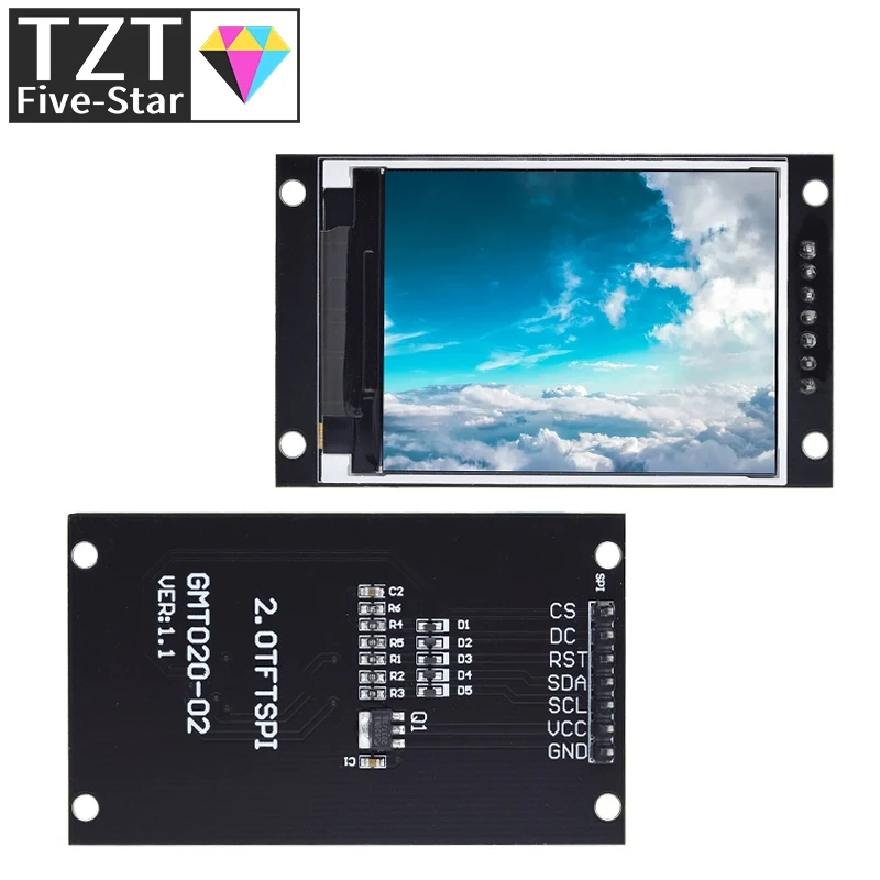 2.0 inch TFT Display OLED LCD Drive IC ST7789V 240RGBx320 Dot-Matrix SPI Interface for Arduio Full Color LCD Display Module