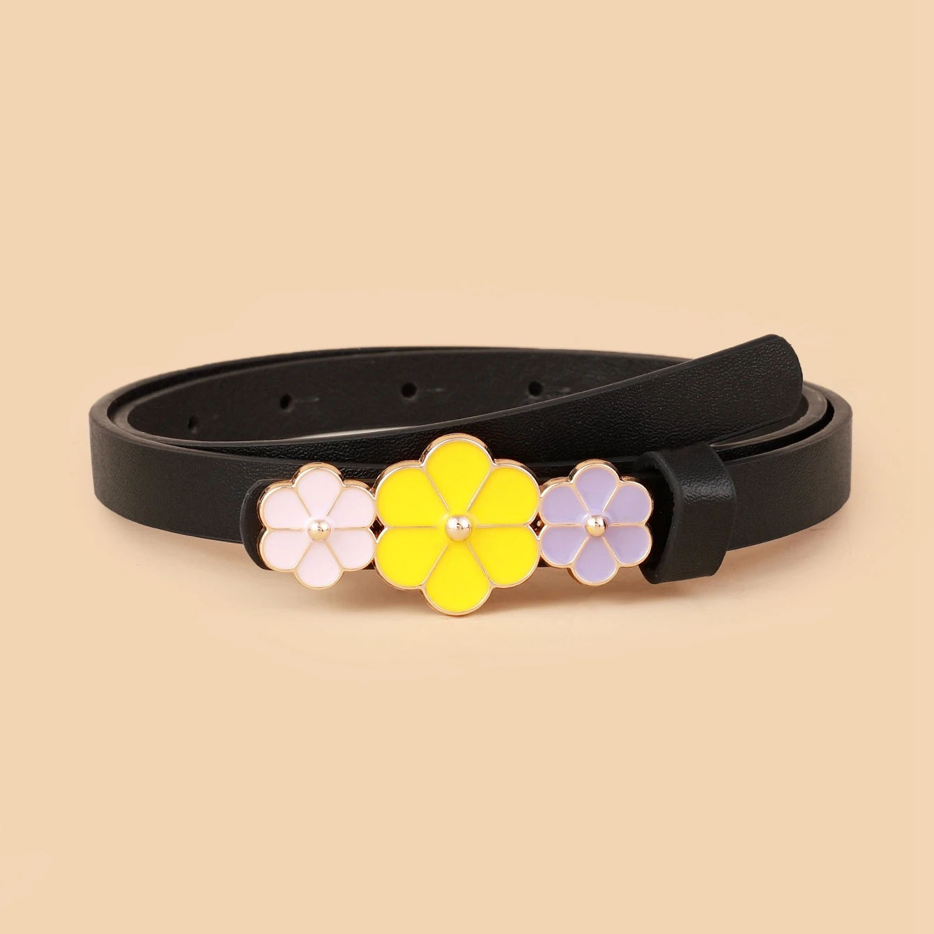 Europe and the United States popular children's belt high quality PU belt dress decorative belt 3 flower buckle design