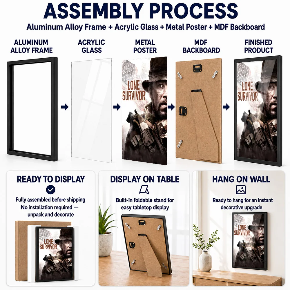 Lone Survivor Movie Metal Poster With Aluminum Alloy Frame Personalized Screen Tribute Wall Art Ideal For Entertainment Lounge