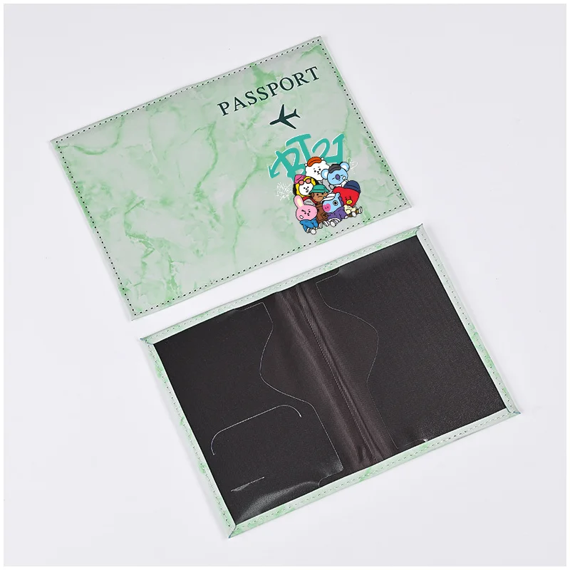 BT21 Passport Covers Ultra-thin Document Holder Anime COOKY TATA Printed Travel Waterproof Passport Holder ID Card Covers Gift gallery 5