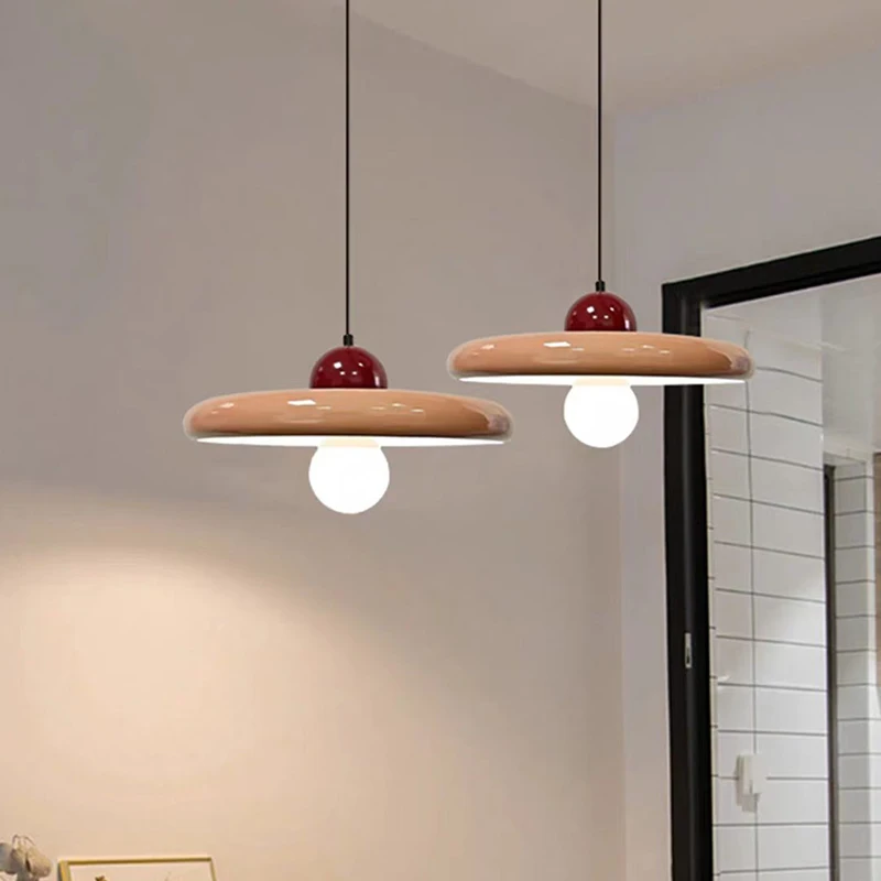 

Modern Minimalist Restaurant Bedroom Lighting Pendant Lamp Iron art Painted Decorative Lamp Store Dining Table Cream Style E27