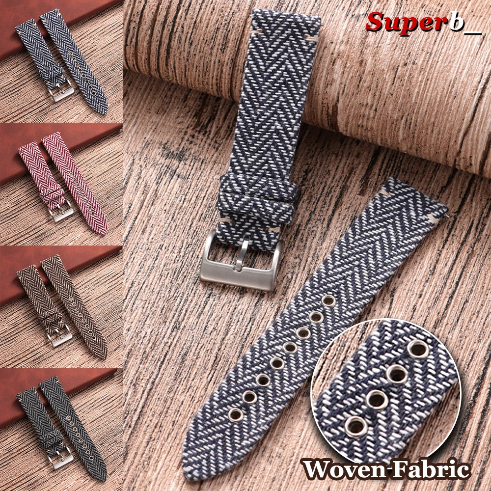 Woven Fabric Bracelet for Omega for Seiko Vintage Genuine Cowhide Nylon Strap Quick Release 18mm 20mm 22mm Smartwatch Watch Band