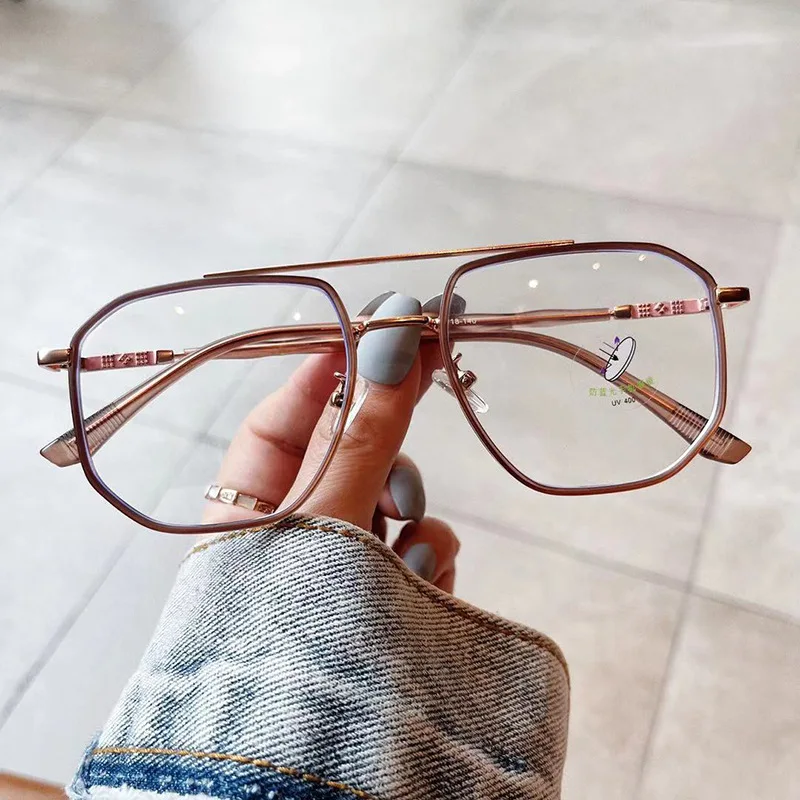 New Style Men Women Eyeglass Frames Polygon Shape Anti Blue Light Woman Glasses TR90 Material Glasses Trendy