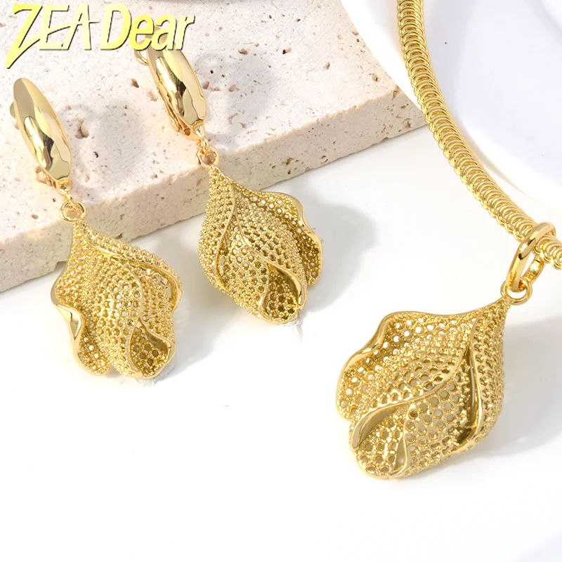 

Zea dear Jewelry 2021 Fashion Copper Sets For Women New Design Earrings Pendant High Quality Geometric Wedding Gifts Trendy
