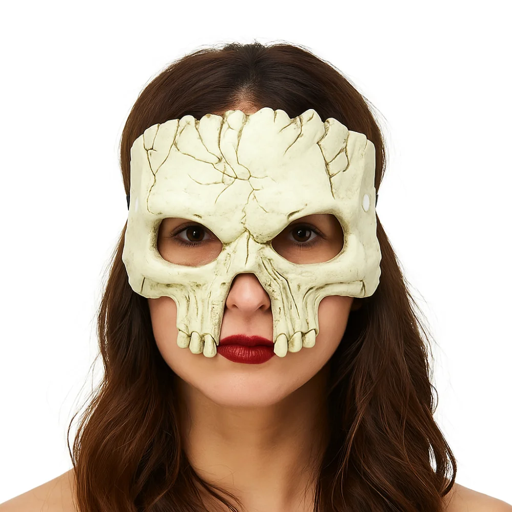 

Funny Half Face Halloween Mask Party Props PU Foaming Halloween Skull Mask Cosplay Supplies Skeleton Mask Men
