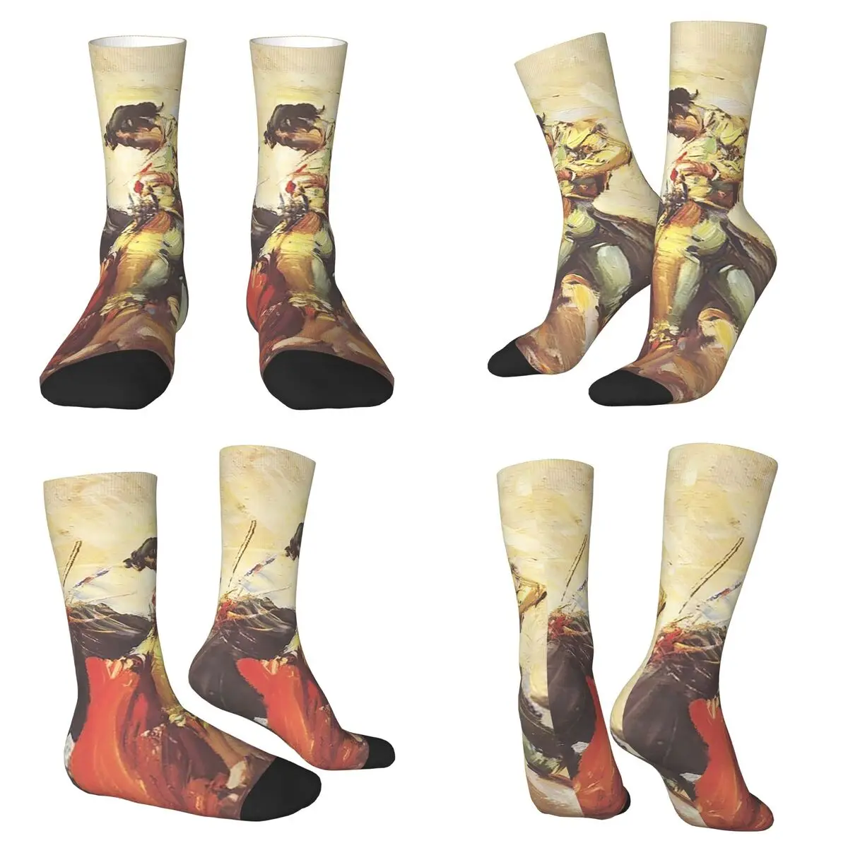Calcetines con pintura al óleo de torero español, medias Harajuku de alta calidad, calcetines largos para todas las estaciones para hombre y mujer, regalo de cumpleaños