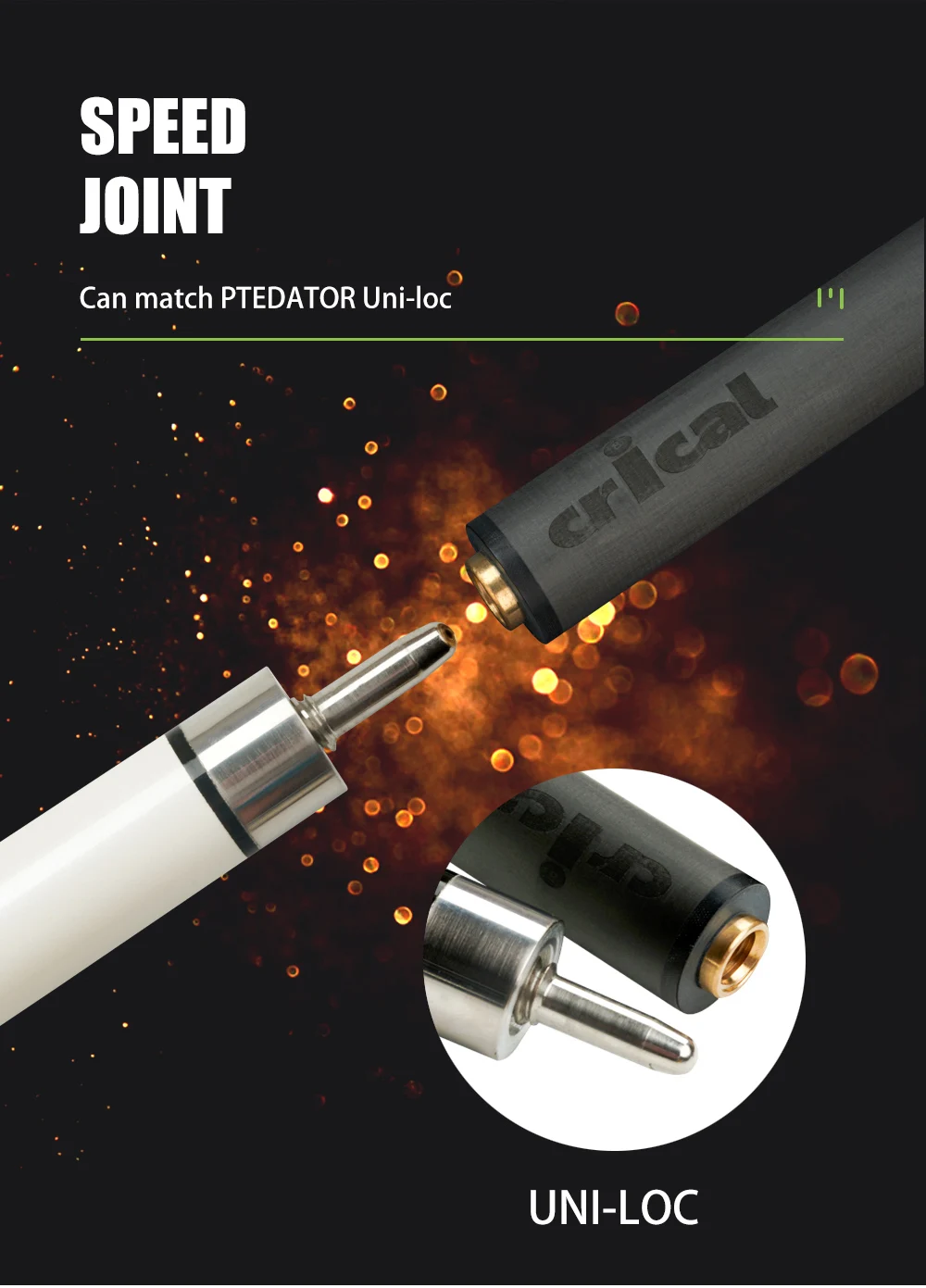 Carbonfaser-Poolqueue-Schaft mit geringer Ablenkung, Ersatzschäfte 11,5 mm 12,4 mm Spitze, Uni-Loc Radialverbindung, 29 Zoll, 3,7 oz, CRICAL – Detail 3