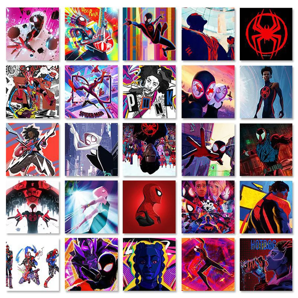 10/20/40/80pcs Disney Spider Man Across The Spider-Verse Stickers Cool Posters Decal Skateboard Notebook Toys Sticker for Kids