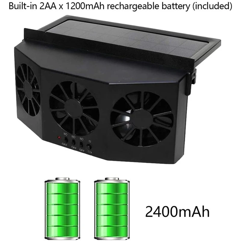 Solar Powered Car Ventilator,Solar Car Front/Rear Window Fan Exhaust Fan,Car Radiator,Eliminate Peculiar Smell