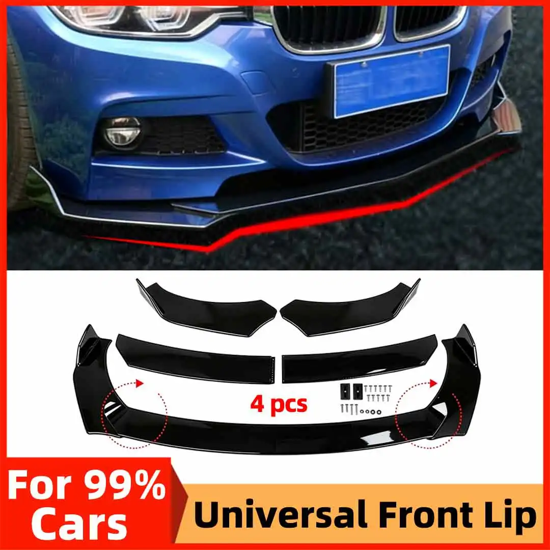 Universal Front Bumper Lip Tuning Accessories Splitter For 99% of Cars like Toyota Honda Kia Hyundai Mazda, Adjustable Angle