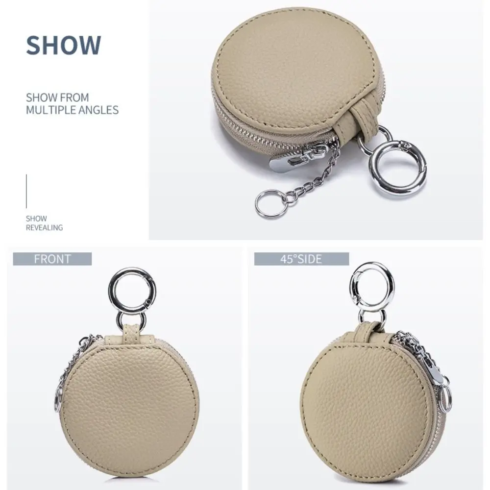 Saco de mudança bonito bolsa de moedas de couro do plutônio com espelho zíper batom saco de armazenamento pequeno estilo coreano saco de fone de ouvido saco pingente decoração