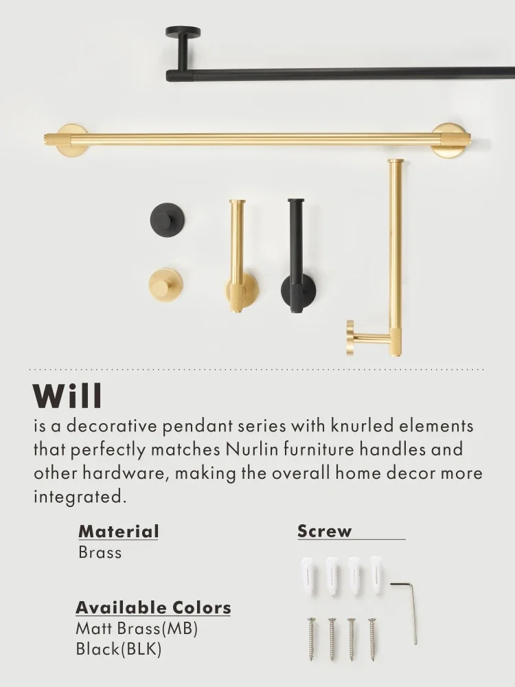 Nurlin латунная серия с накаткой, аксессуары для ванной комнаты, фурнитура, вешалка для полотенец, крючок, держатели для туалетных рулонов, черное золото