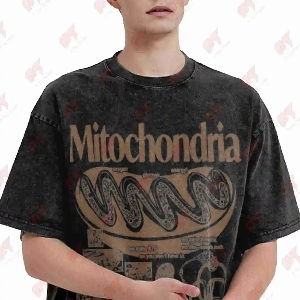 Mitochondria Vintage Science Retro Biology 90S Cell Diagram Geek Lab Humor Stem Learning Vintage Washed Tee Pure Cotton T-Shirt