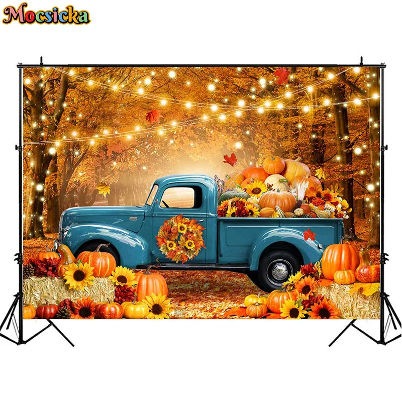 Herbst Ahornblatt Wald Fotografie Kulissen Herbst Thanksgiving Party Banner Kürbis Ernte Kinder Geburtstag Hintergrund Fototermin
