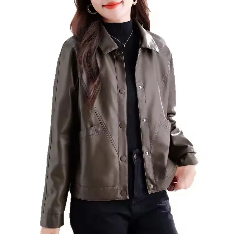 Autunno Inverno Nuovo Nero Breve Imitazione Giacca di Pelle Cappotto Delle Donne di Modo DELL'UNITÀ di elaborazione Giacca di Pelle In Pile di Spessore Magliette E Camicette Tuta Sportiva Femminile