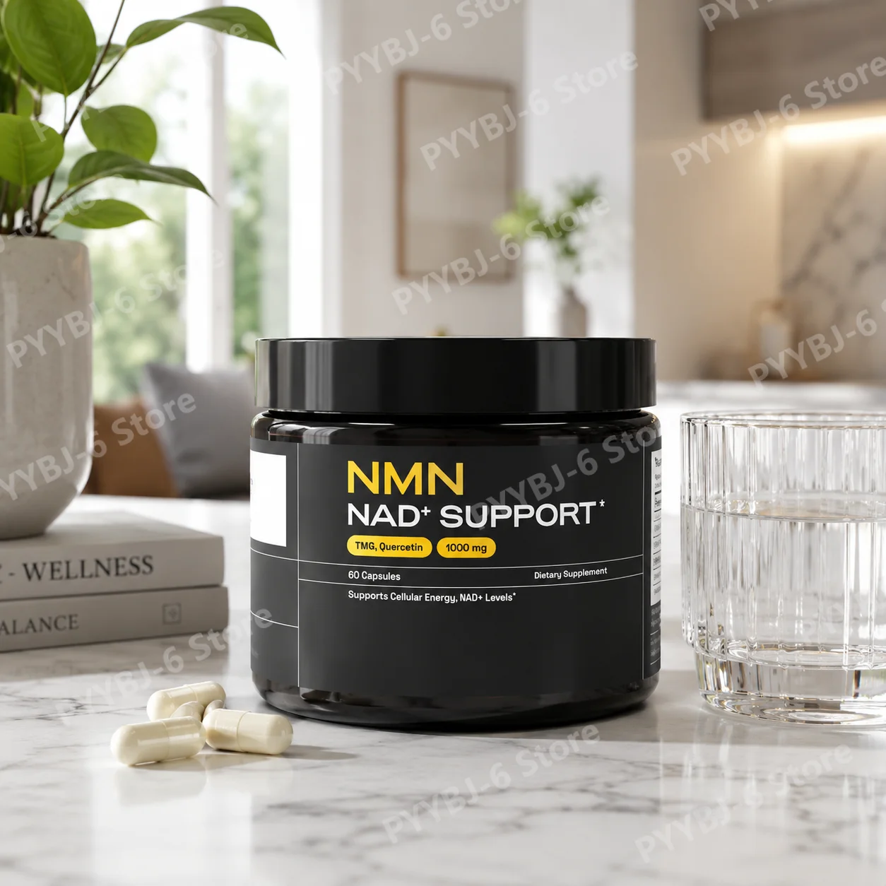 

NMN NAD+ Support Capsules 1000mg Serving with Quercetin for Cellular Energy, Focus and Daily Wellness Supplement, 60 Count