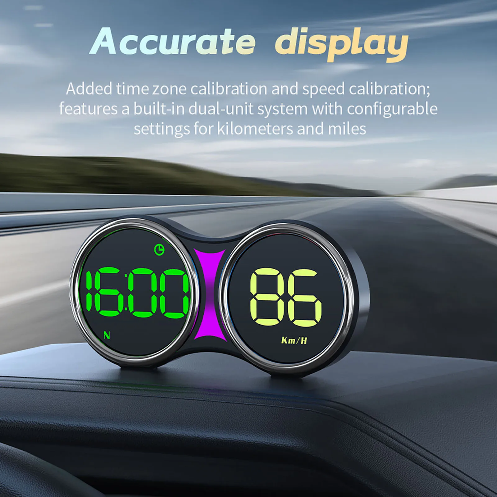 GPS Head Up Display Dual Speedometer KM MPH Switch 4 Inch HUD Car Speed Monitor Overspeed Alert USB Powered