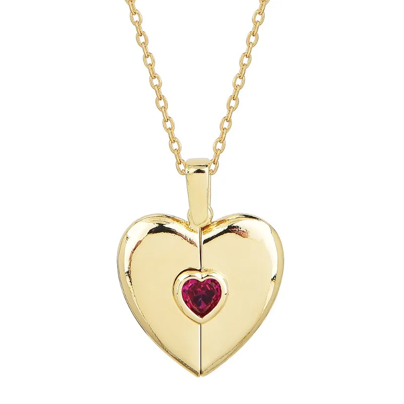 قلادة مفتوحة ومغلقة من الأحجار الكريمة على شكل قلب، وقلادة ملابس عصرية، وإكسسوارات قلادة مفتوحة ومغلقة على شكل قلب