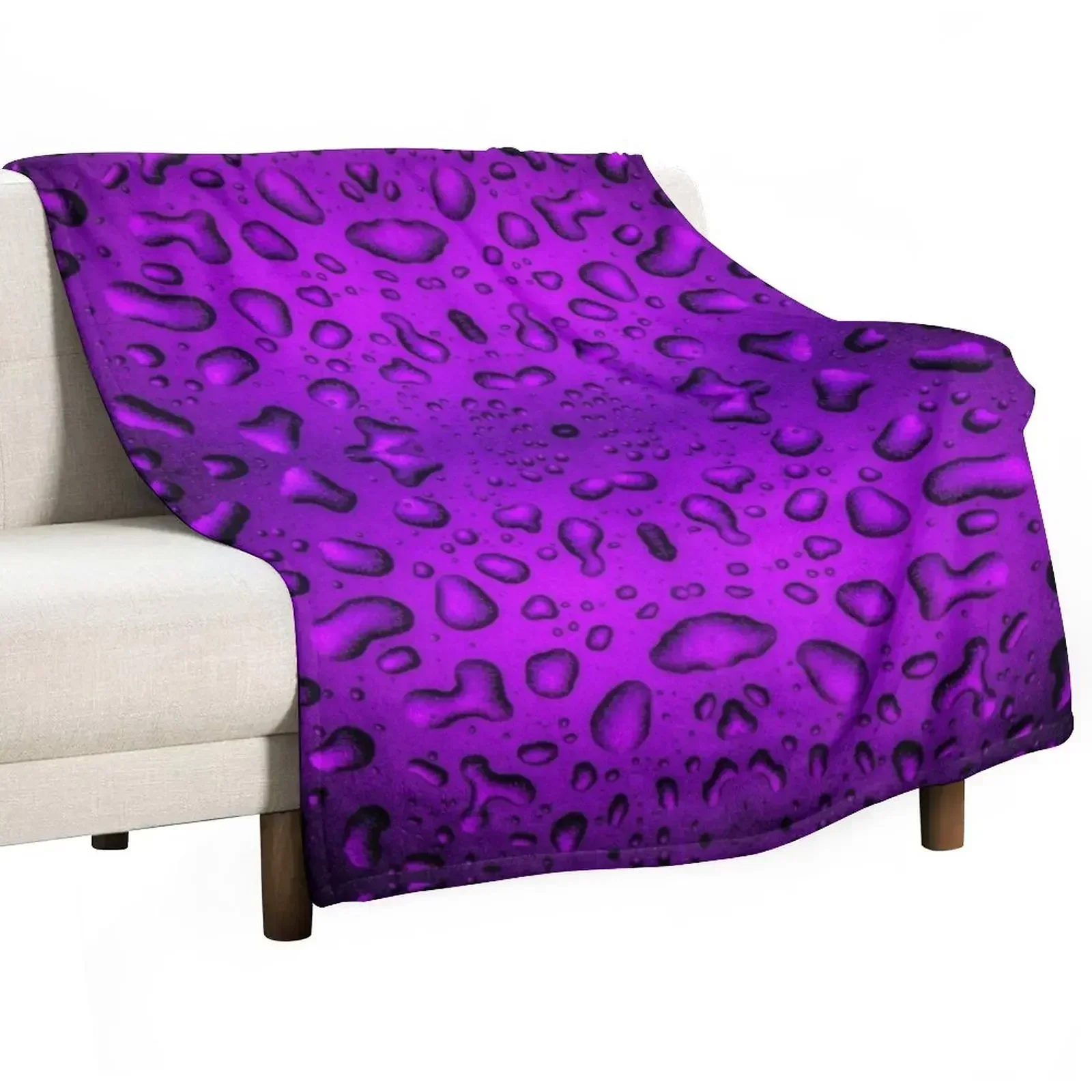 Cool Grainy Purple water drops cool summer fresh Throw Blanket Beautifuls Polar Blankets