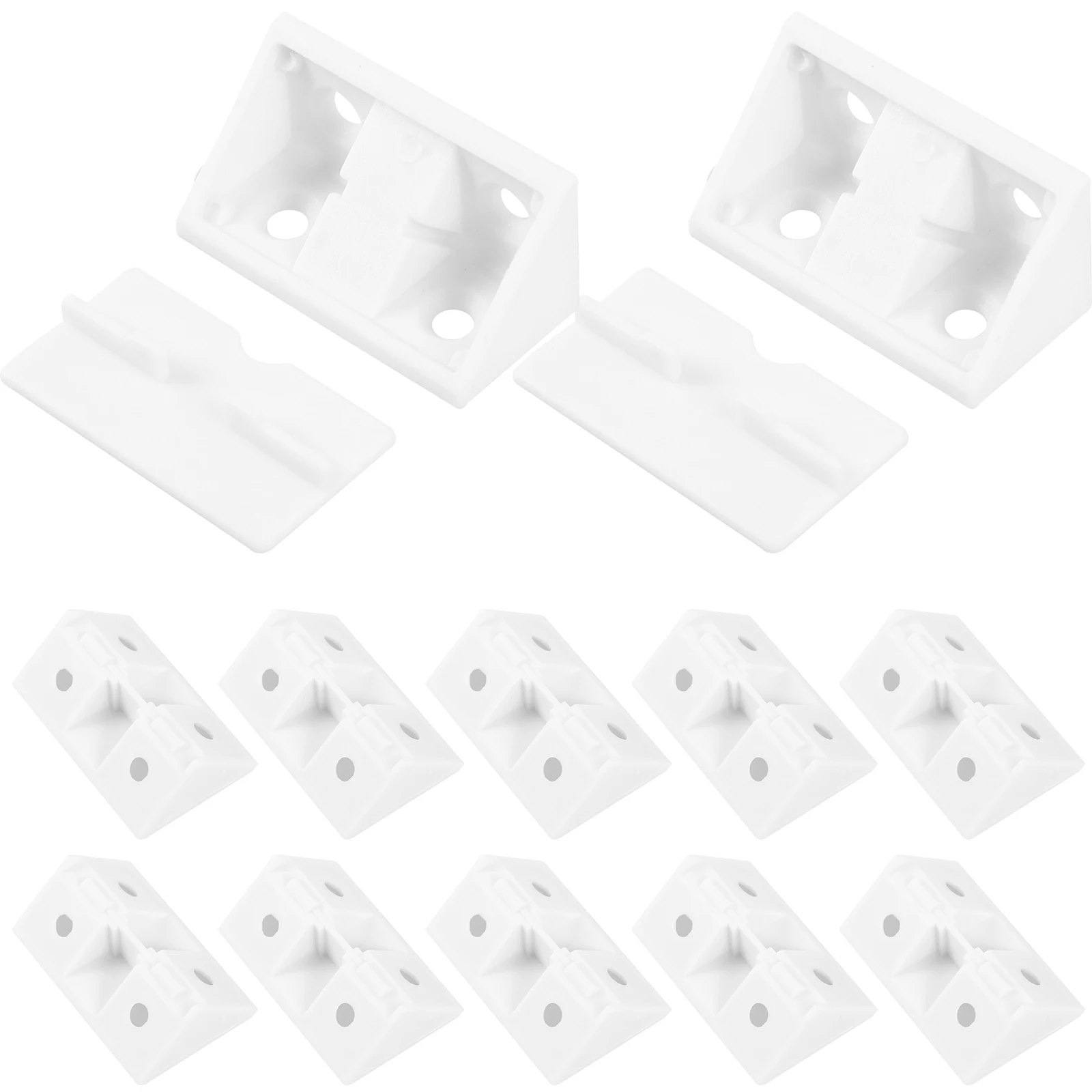 

20pcs Thickened Covered Corner Brackets Plastic Shelf Supports Cabinet Connectors Furniture Angle Brackets For Shelves White