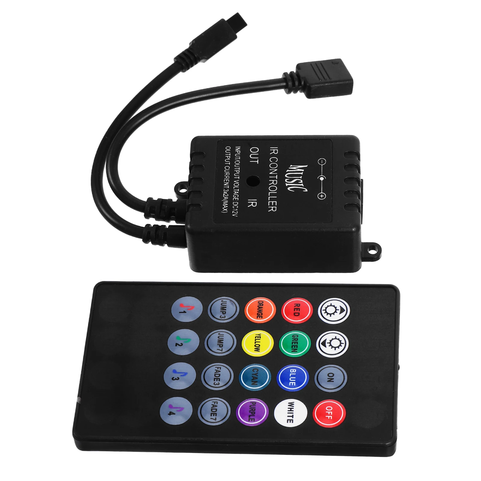 Music Controller 20 Key Ir Remote with Sound Activation for 5050 3528 5630 Rgb LED Strip Tape Light Wall Washer Glass Curtain