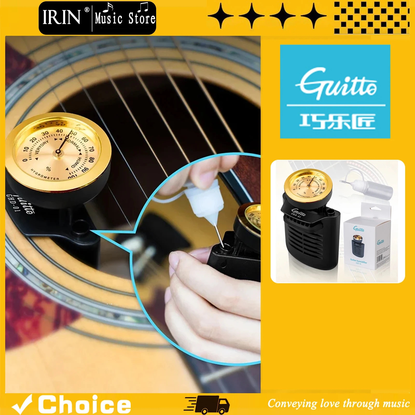 Umidificador para Guitarra com Higrômetro 2 em 1: Sistema de Cuidado para Violão Acústico e Acessórios para Guitarra