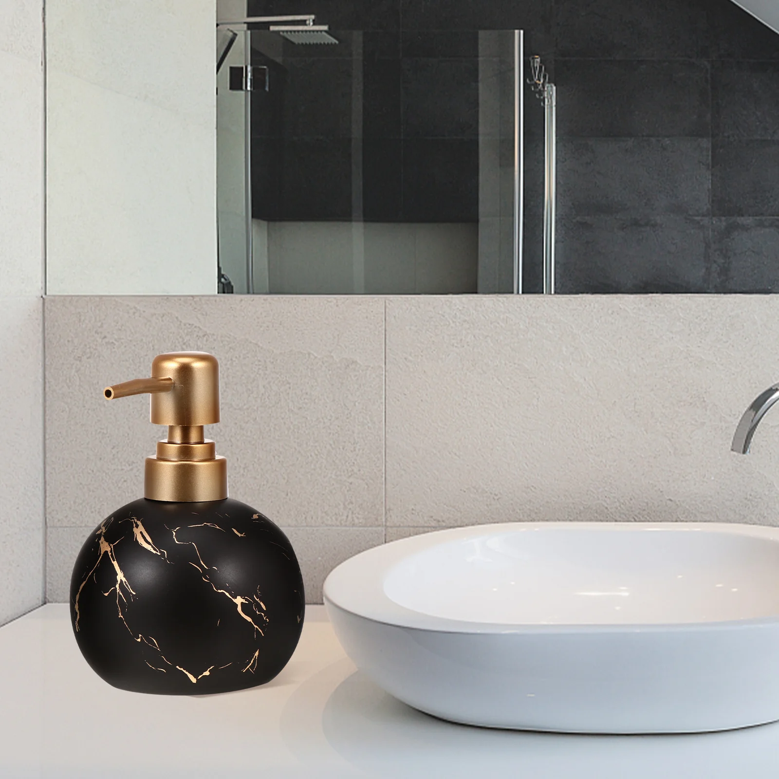 

Pump Bottle Ceramic Lotion Dispenser High Temp Firing Fine Porcelain Matte No Rust Large Capacity Travel Home Use