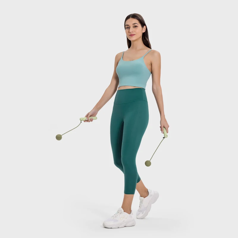 Women Summer Spring New Arrival Seamless No Embarrassment Line Naked Feel Yoga Capris, High Waist Hip Lifting Slim Fit Sports Fi