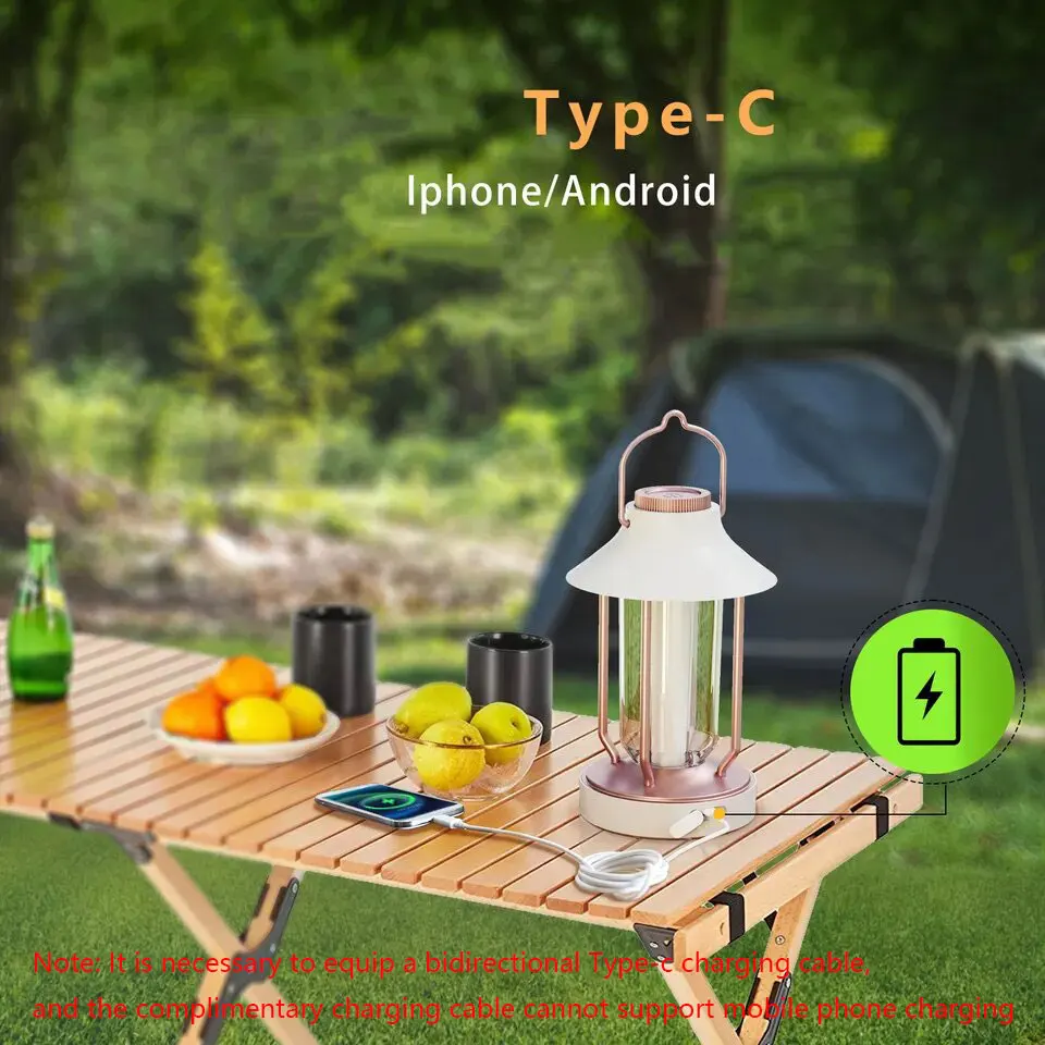 New Portable LED Camping Lantern 10000mAh Rechargeable Camping Light Waterproof Dimmable RGB Lightling Modes Tent Light With USB