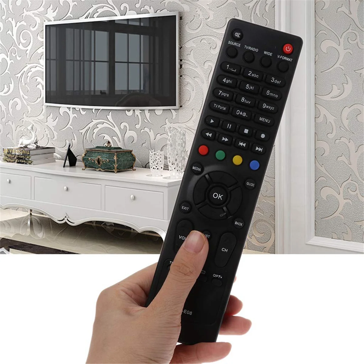 ABIU-Remote Control RM-E08 Replacement for HUMAX VAHD-3100S TV Television Box Smart Set Top Box