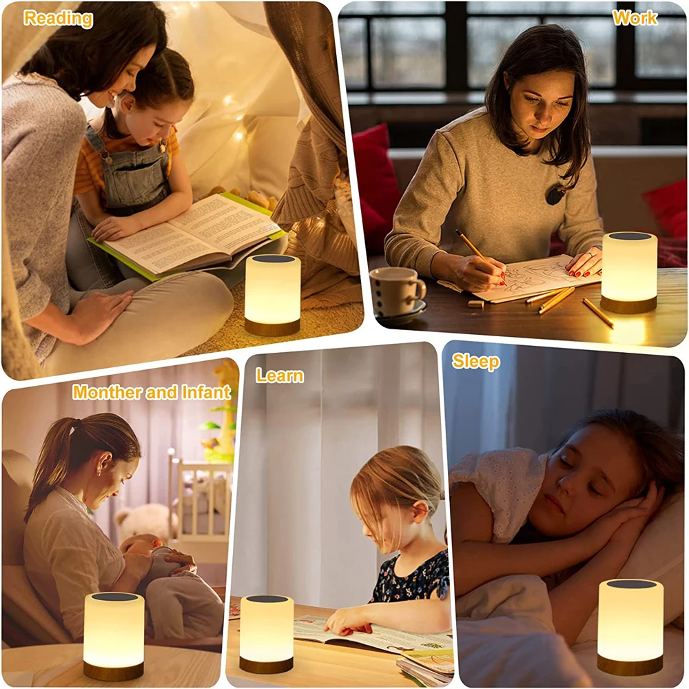 Touch the Night Light, Table Lamp, Bedroom Bedside Lamp, Color Light, Ambient Light, Color Changing Light, Dimmable USB Charging