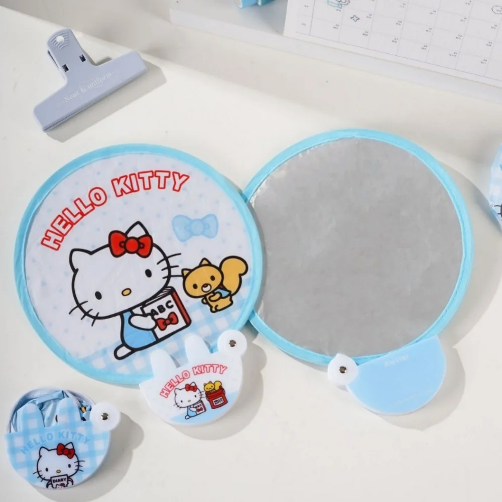 Genuine Sanrio Hello Kitty Summer Sunshade Fans Kawaii Cartoon Portable Foldable Reflective Hand Fans Girly Photo Fill Light Fan image 5