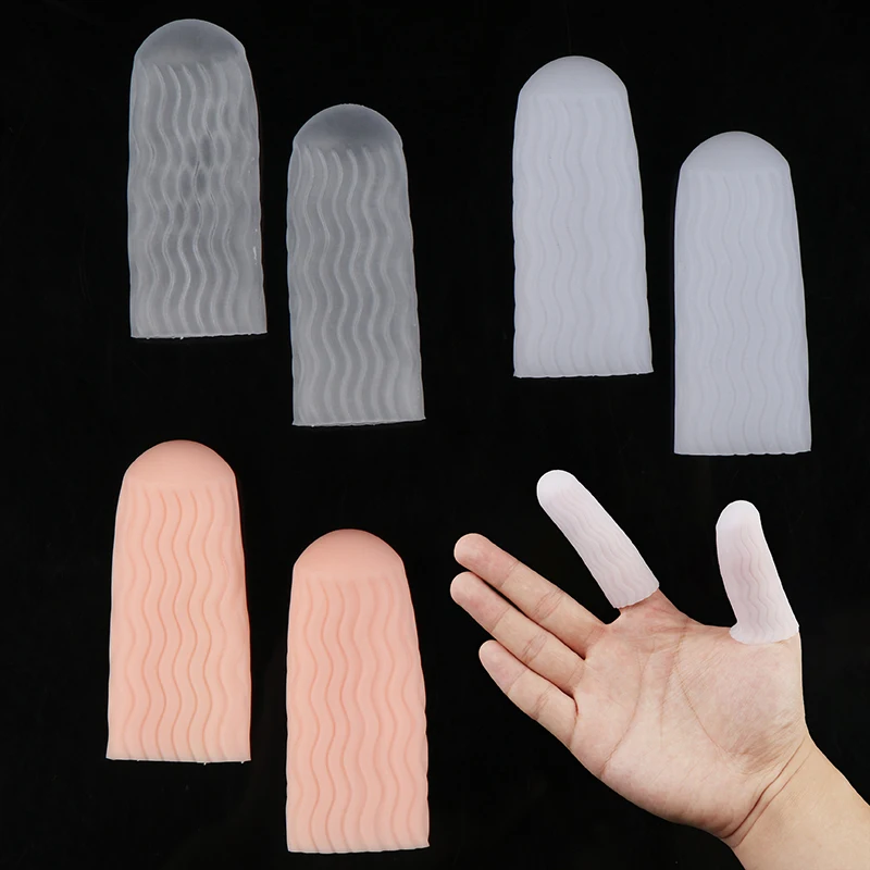 1pair Silicone Gel Tube Hand Bandage Finger Protector Anti-cut Heat Resistant Finger Sleeves Cooking Kitchen Tools