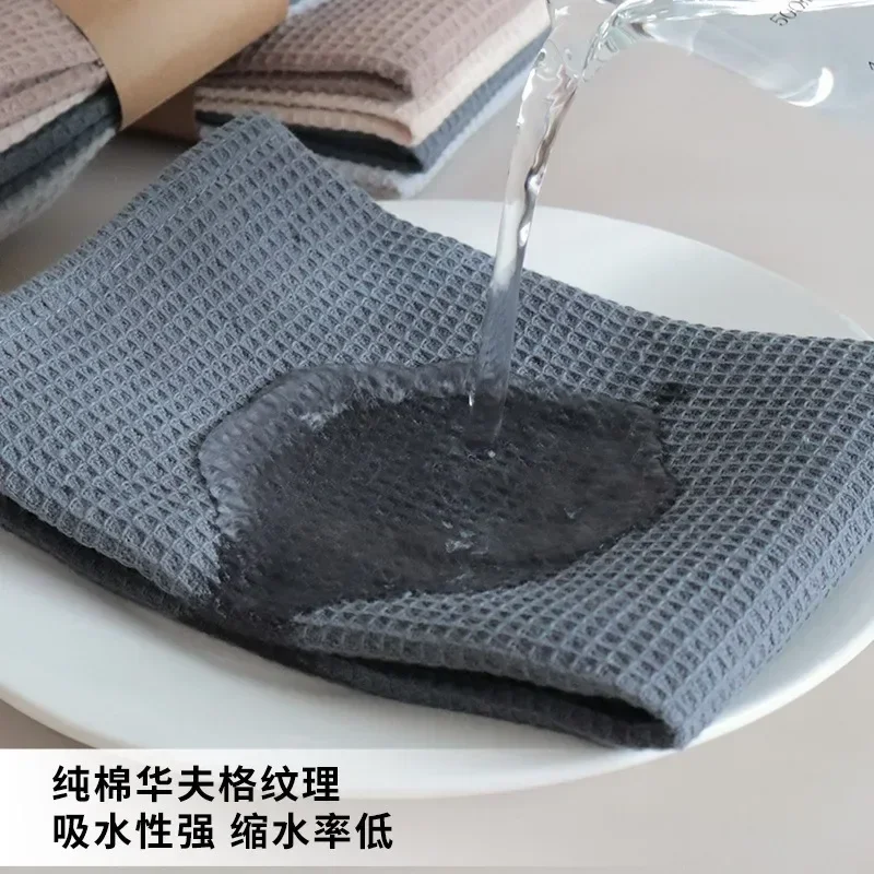 Cotton Plain Waffle Dish Towel Pineapple Check Dish Towel Square Towel for Home Kitchen Cleaning Kitchen Towels Cleaning Gadgets