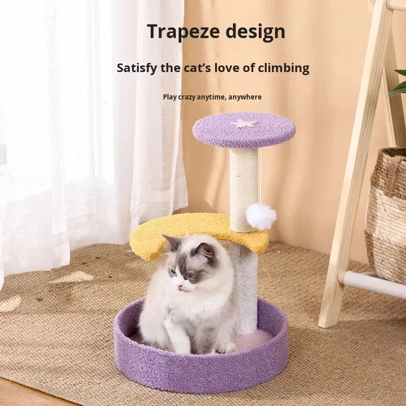 

Moon Cat Tree Lune Cat Bed Pet Scratcher Integrated Cat Climbing Frame Durable Comfortable Plush Sturdy Wood+Sisal Indoor