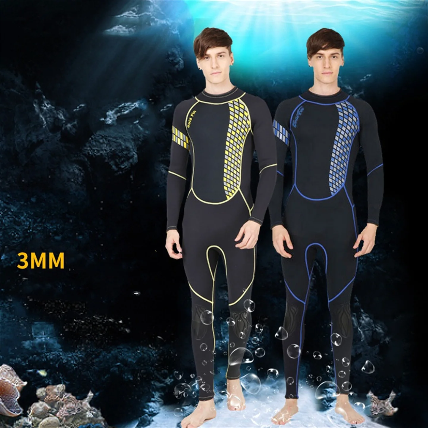 Diving Suit One-Piece Men's 3mm Warm Super Elastic Wear-Resistant Wet Suit Cold-Proof Diving Suit Winter Swimming Swimsuit