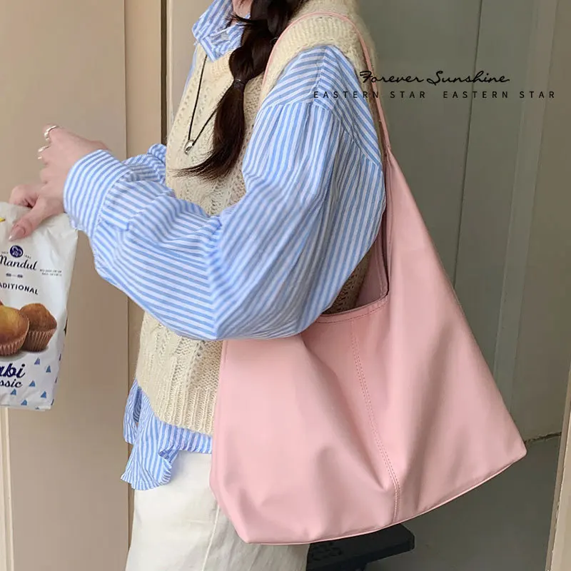 

Модная женская повседневная простая розовая сумка через плечо большой вместимости, высококачественная сумка на одно плечо для студентов