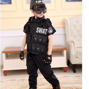 Taktische Armee für Kinder taktische Weste, Kinder Airsoft -Ausrüstung, Kampfpanzeruniform, Junge, Mädchen, Schwatz, Polizei, Outdoor, Fantasie 8 Hauptverkaufstaktische Polizeikleidung - №8