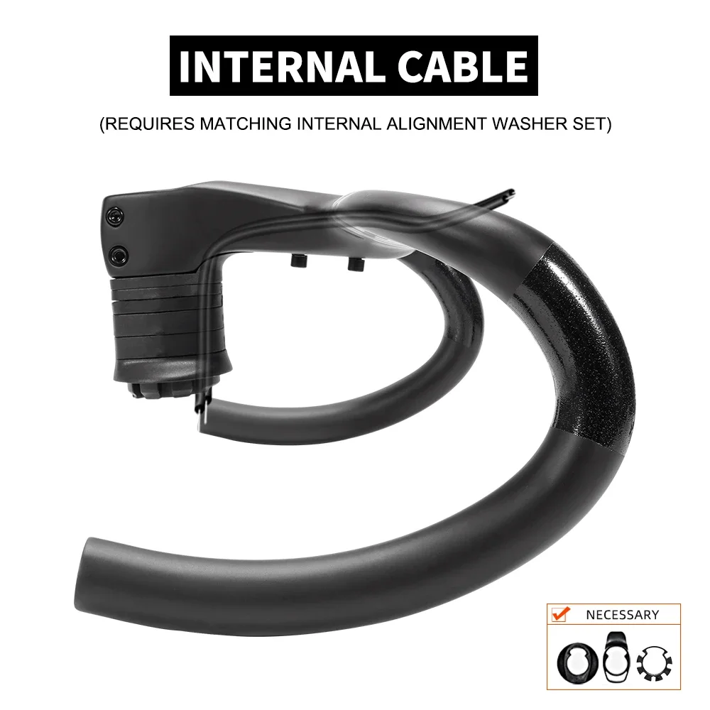 TOSEEK-Integrated Handlebar for Road Bike, Full Internal Cable Routing, Full Carbon, Within Spacers, 28.6mm Di2, Official