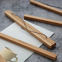Natural Wood Magnetic Poster Hanger 21 30 40 50cm Teak Pine Scroll Painting Frame Wood Photo Frame Black White Canvas Frame
