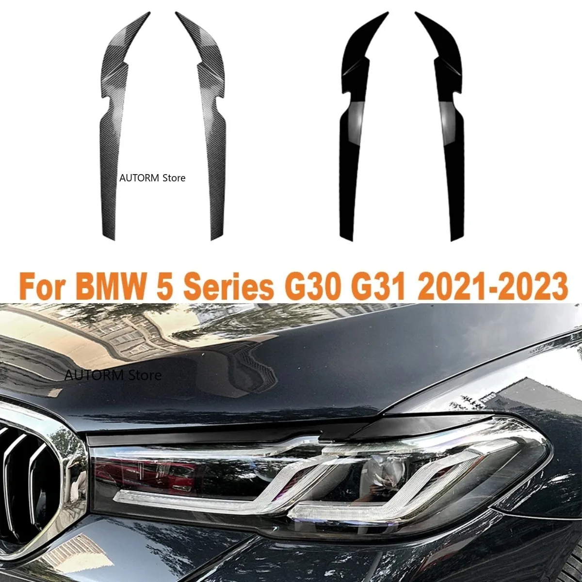

Pair Headlight Eyebrows Eyelid Headlamp Eyelid For BMW 5 Series G30 G31 2021 2022 2023 Auto Car Accessories