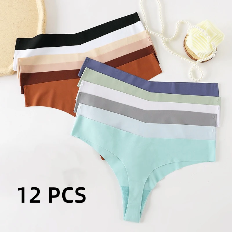 12 PCS Women's Cotton Skin-Friendly Girl's Traceless G-string