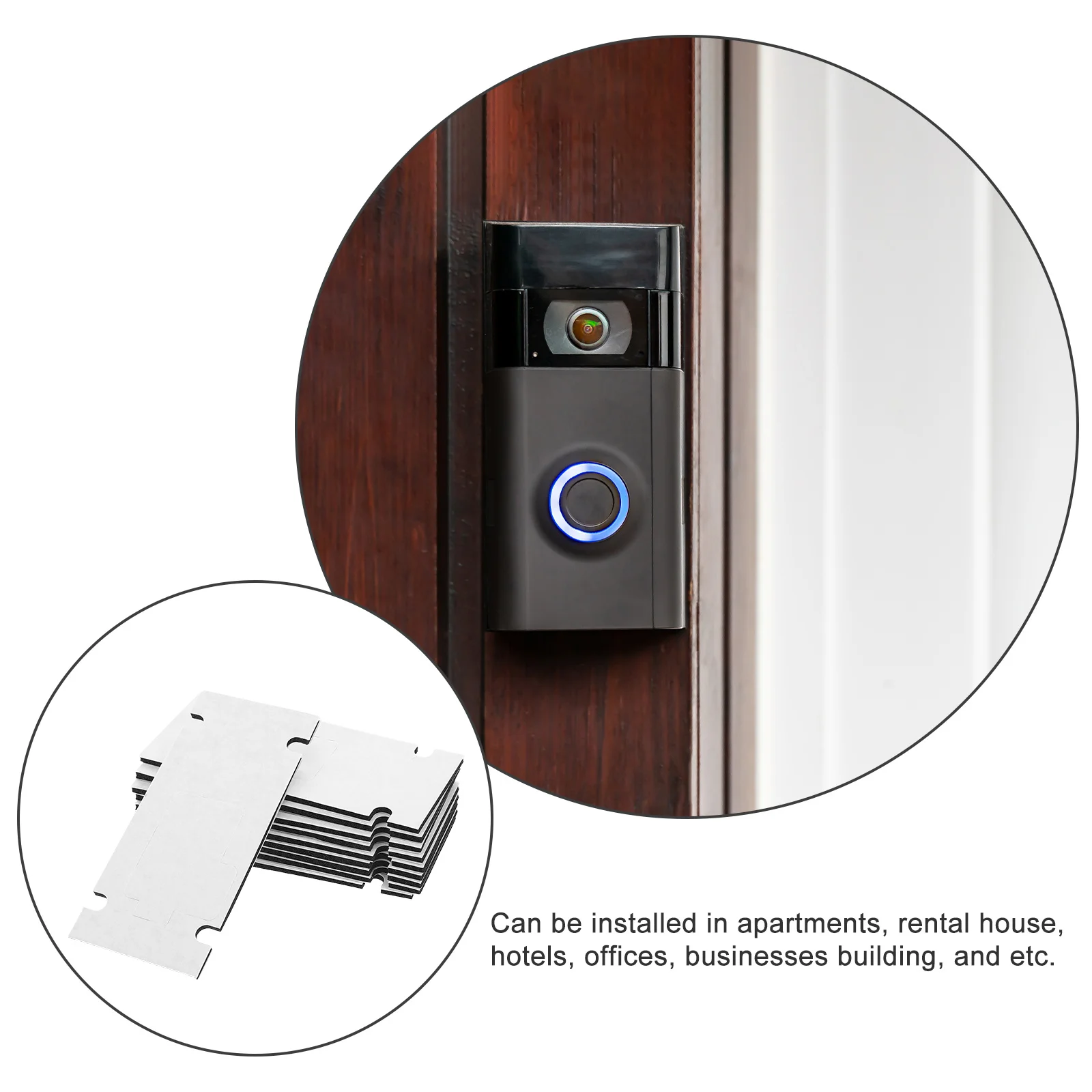 Support de sonnette auto-adhésif sans perçage, 10 pièces, pour appartements, bureaux, maisons, ruban adhésif solide, Compatible avec la vidéo